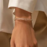 925 Silver Baguette & Round Diamond Bangle Bracelet - Image 5