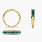 925 Silver Half Eternity Square Emerald Anniversary Ring - Image 8