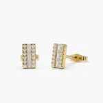 925 Silver Baguette Diamond Bar Earrings - Image 3