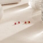 925 Silver Ruby Heart Earrings - Image 2