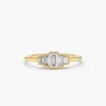 925 Silver Step Cut Baguette Diamond Ring