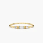 925 Silver Baguette Shape Diamond Ring