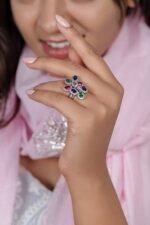 925 Silver Studded Cocktail Ring - Image 3