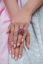 925 Silver Studded Ruby Band