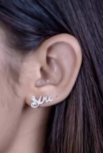 925 Silver Custom Word Earrings Stud - Image 2