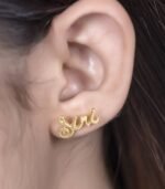 925 Silver Custom Word Earrings Stud - Image 3