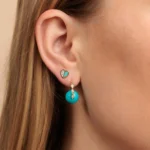 925 Silver Diamond Heart With Stone Inlay Stud - Image 2