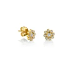 925 Silver Bezel Diamond Flower Stud