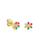 925 Silver Rainbow Marquise Eye Flower Stud