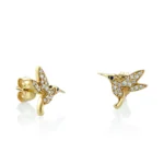 925 Silver Diamond Small Hummingbird Stud