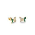 925 Silver Diamond & Malachite Stud
