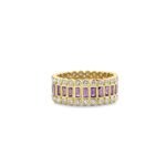 925 Silver Baguette & Round Bezel Stacked Eternity Ring