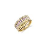 925 Silver Baguette & Round Bezel Stacked Eternity Ring - Image 2