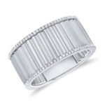 925 Silver Diamond Border Fluted Cigar Ring - Image 3
