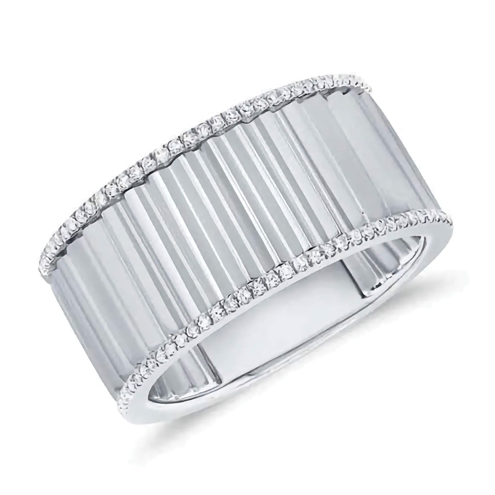 Diamond-Border-Fluted-Cigar-Ring-edited-3.jpg 925 Silver Diamond Border Fluted Cigar Ring - Image 1