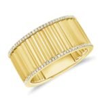 925 Silver Diamond Border Fluted Cigar Ring - Image 2