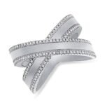 925 Silver Diamond Border X-Ring
