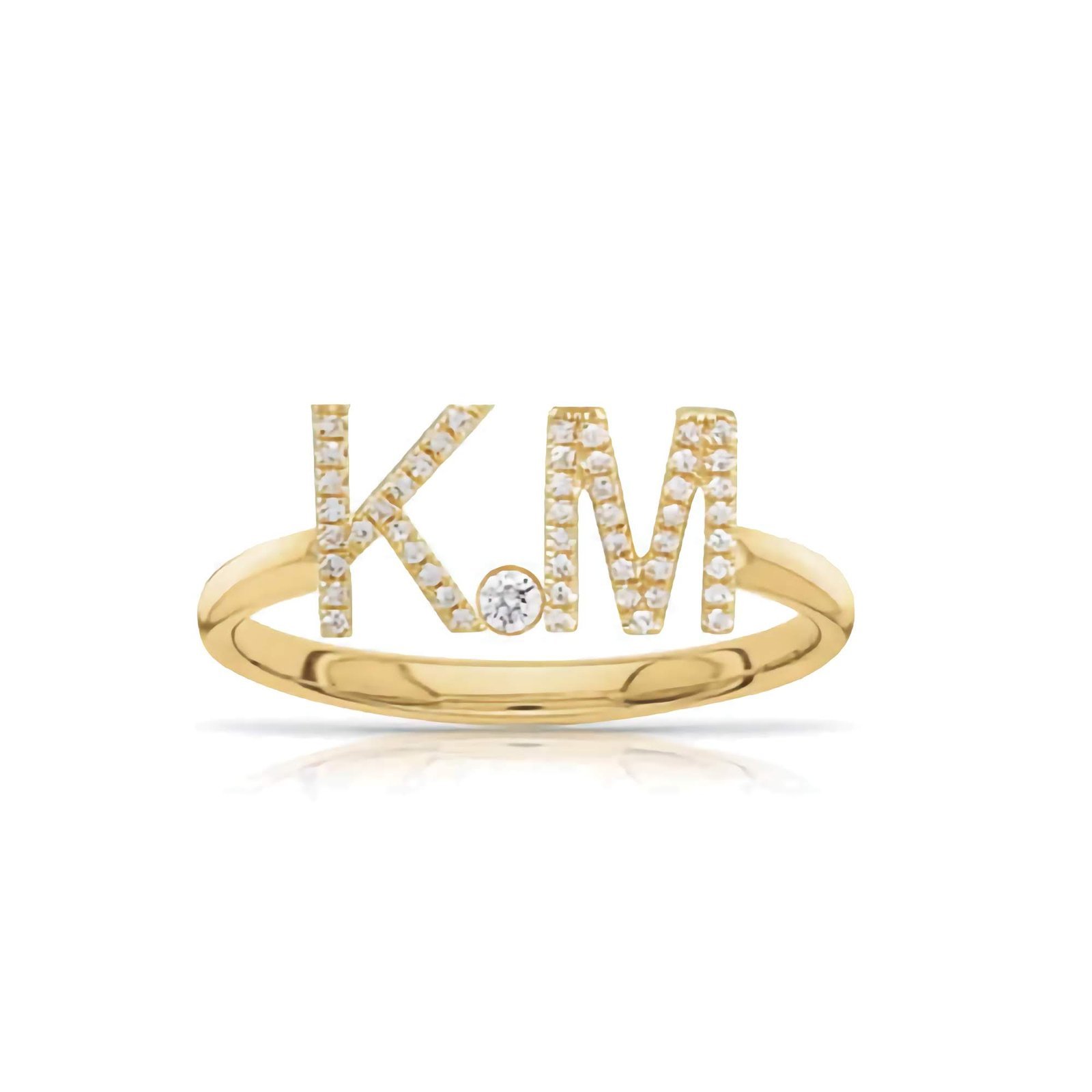 Diamond-Initials-Silver-Ring-edited.jpg 925 Silver Diamond Initials Ring - Image 1