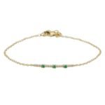 925 Silver Diamond and Emerald Bar Bracelet