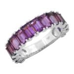 925 Silver Emerald Cut Amethyst Eternity Band