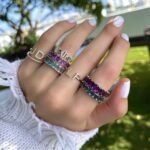 925 Silver Emerald Cut Amethyst Eternity Band - Image 3