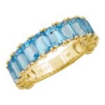 925 Silver Emerald Cut Blue Topaz 3/4 Band - Image 3