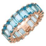 925 Silver Emerald Cut Blue Topaz Eternity Band