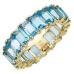 925 Silver Emerald Cut Blue Topaz Eternity Band - Image 2