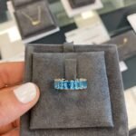 925 Silver Emerald Cut Blue Topaz Eternity Band - Image 4