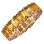 925 Silver Emerald Cut Citrine Eternity Band