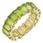 925 Silver Emerald Cut Peridot Eternity Band - Image 2