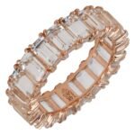 925 Silver Emerald Cut White Topaz Band