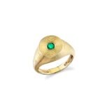 925 Silver Emerald Large Fluted Signet Ring