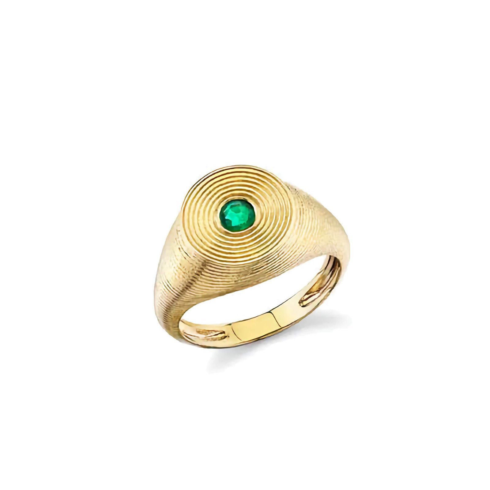 Emerald-large-fluted-signet-silver-ring-edited.jpg 925 Silver Emerald Large Fluted Signet Ring - Image 1