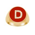 925 Silver Enamel Signet & Initial Diamond Ring - Image 4