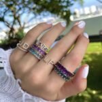 925 Silver Gemstone Blue Ombre Eternity Ring - Image 4