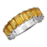 925 Silver Citrine Eternity Band Ring - Image 3