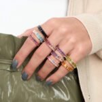 925 Silver Citrine Eternity Band Ring - Image 5