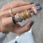 925 Silver Red Ombre Emerald Cut Eternity Ring - Image 2