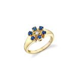 925 Silver Gemstones Marquise Eye Flower Signet Ring - Image 2