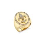 925 Silver Diamond Large Fleur de Lis Signet Ring