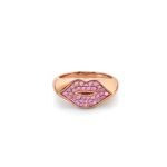 925 Silver Pink Sapphire Lips Signet Ring - Image 2