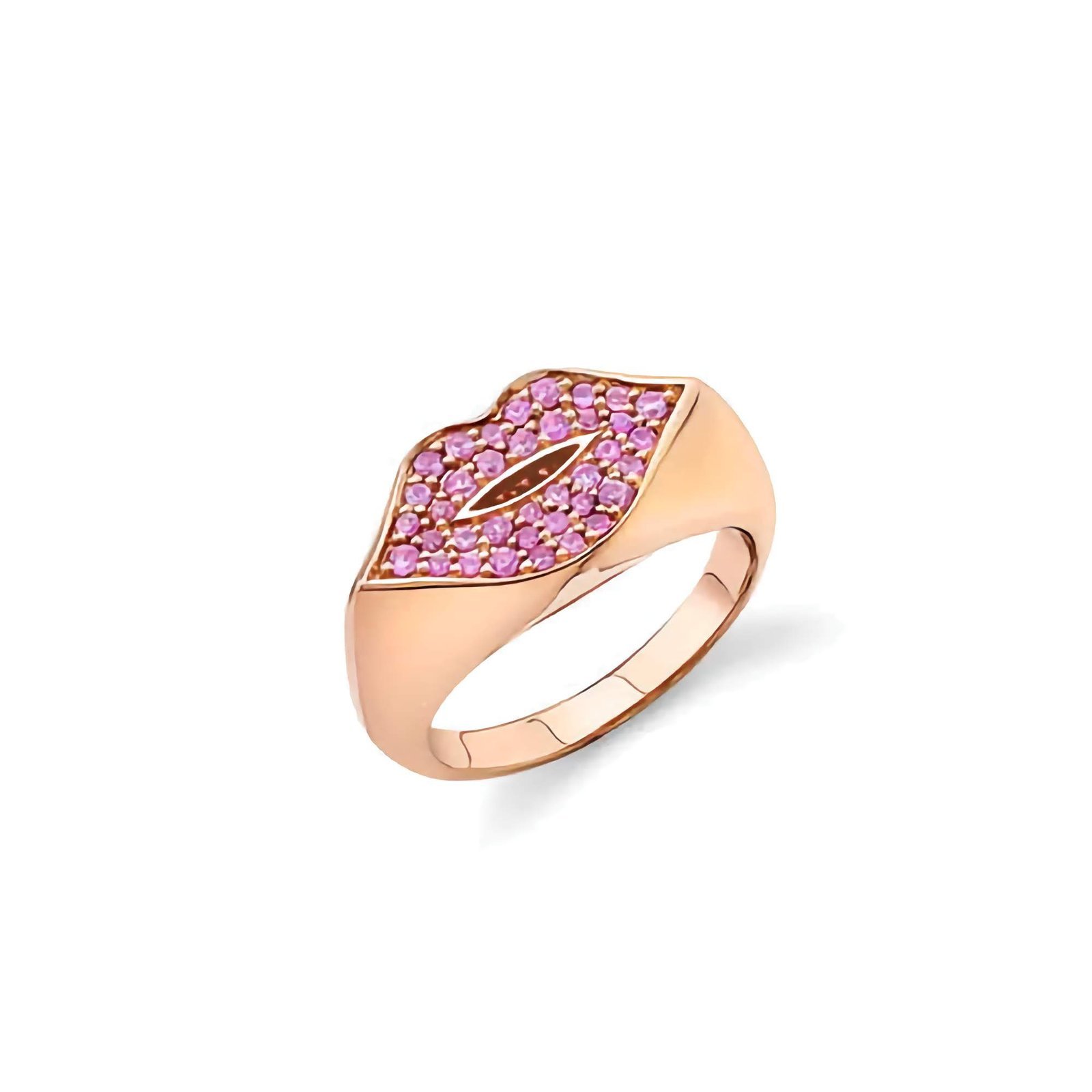 Gold-Pink-Sapphire-Lips-Signet-Silver-Ring-edited.jpg 925 Silver Pink Sapphire Lips Signet Ring - Image 1