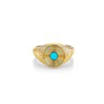 925 Silver Turquoise Large Fluted Signet Ring