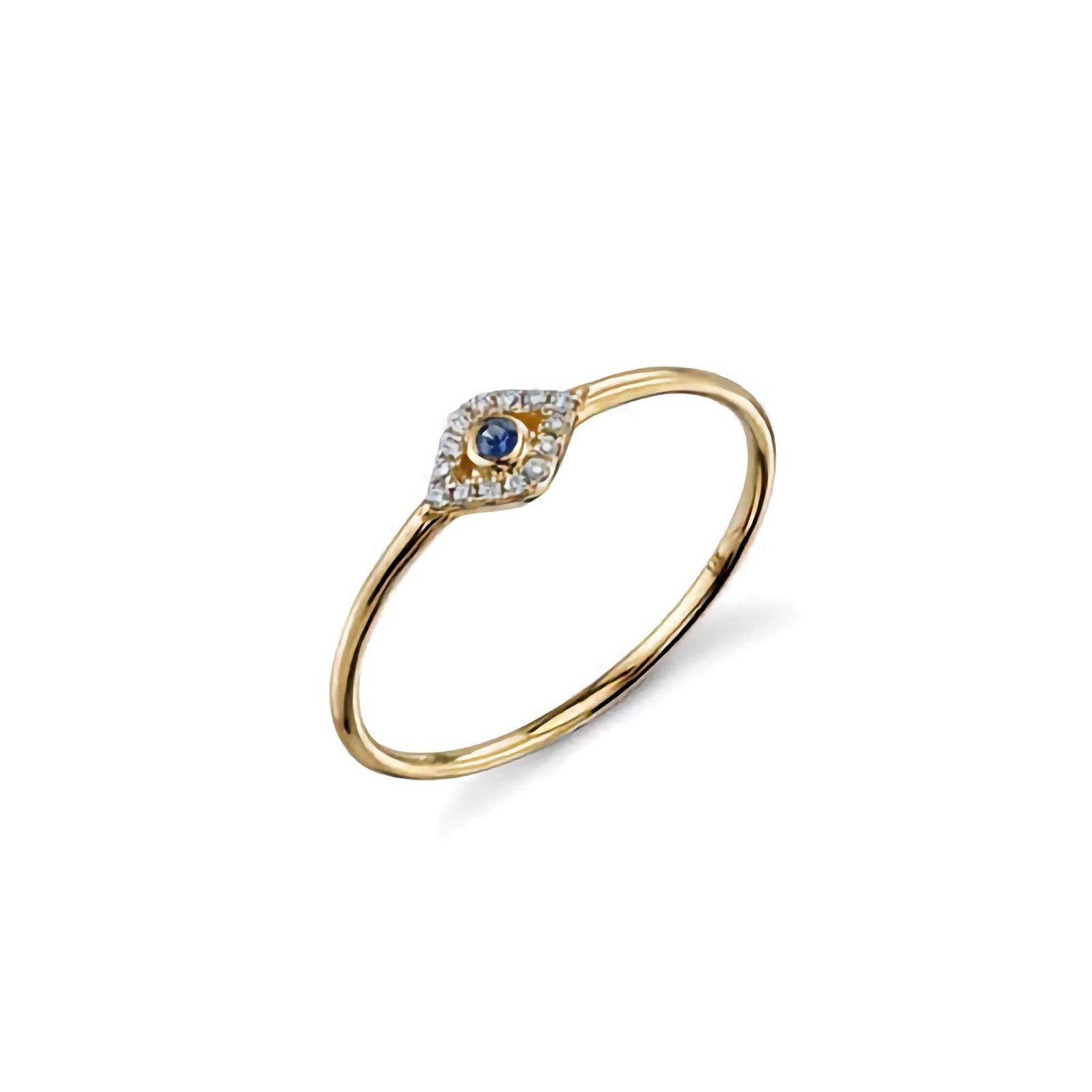 Gold-diamond-small-bezel-evil-eye-silver-ring-edited.jpg 925 Silver Diamond Evil Eye Ring - Image 1