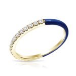 925 Silver Half and Half Enamel Diamond Band