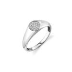 925 Silver Diamond Mini Oval Pave Signet Ring - Image 3