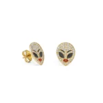 925 Silver Diamond Alien Silver Stud