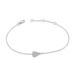 925 Silver Small Elongated Pave Heart Bracelet - Image 2