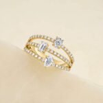 925 Silver Multi-shape 3-Row Diamond Ring - Image 3